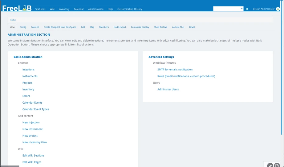 HPST: Open Source LIMS FreeLAB - Basic Administration