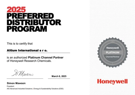 Altium International jako platinový partner společnosti Honeywell Research Chemicals