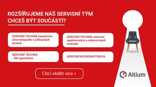 4 x Kariéra Altium: Servisní pozice HPLC a Atomová spektroskopie, SW Chromatografie a MS, Koordinátor/ka