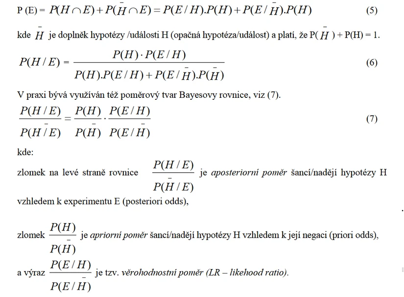 Rovnice pro základní  vztah  Bayesova  teorému