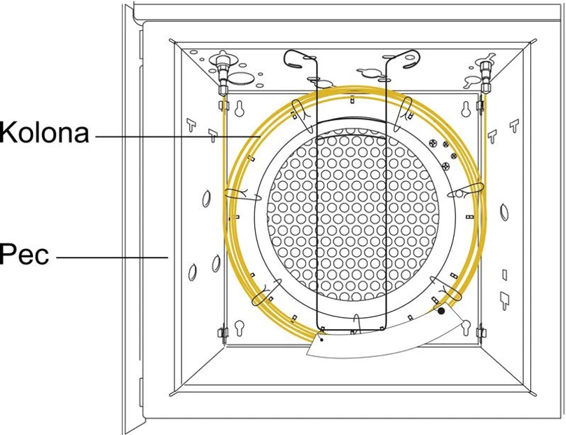 HPST: Obrázek 5 Kolona v peci plynového chromatografu