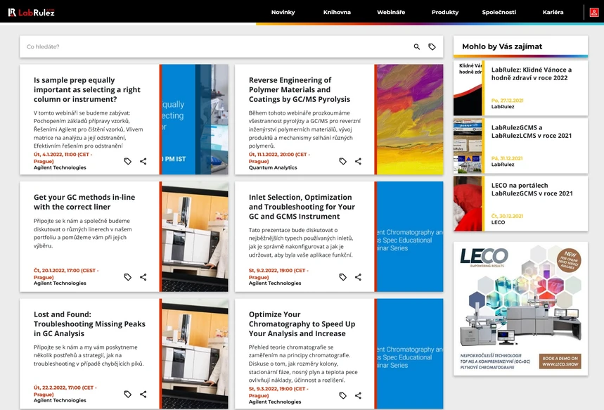 <p>LabRulez: GC a GC/MS webináře týden 1/2022 + top webináře 2021</p>

