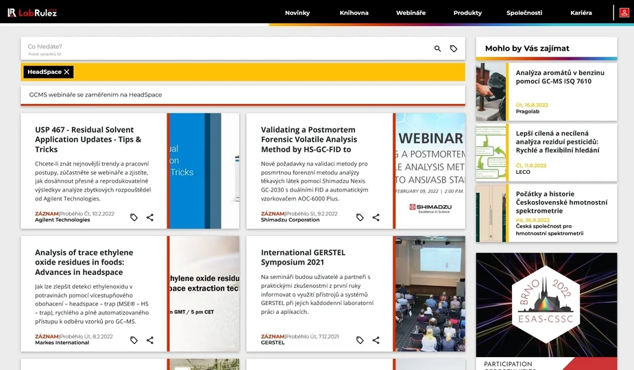 <p>LabRulez: Headspace v plynové chromatografii  (GC) webináře 2022</p>
