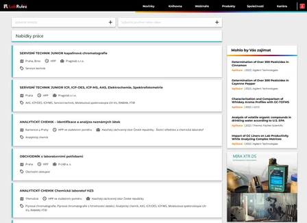 Nabídky práce analytická chemie a laboratoře - únor 2022