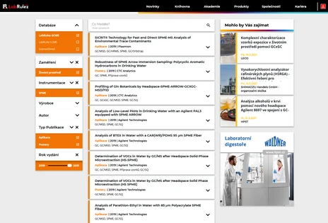 SPME - přehled aplikačního použití ve spojení s GC/MS a GC/MS/MS systémy 2019 - 2021