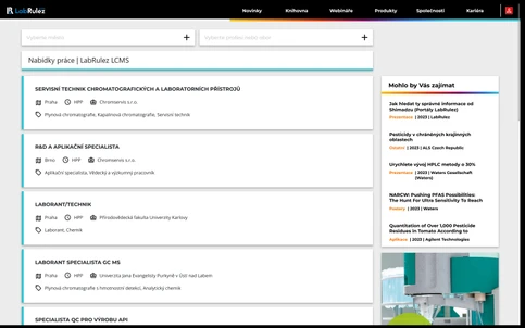 Nabídky práce laboratoře, analytická chemie - listopad 2023