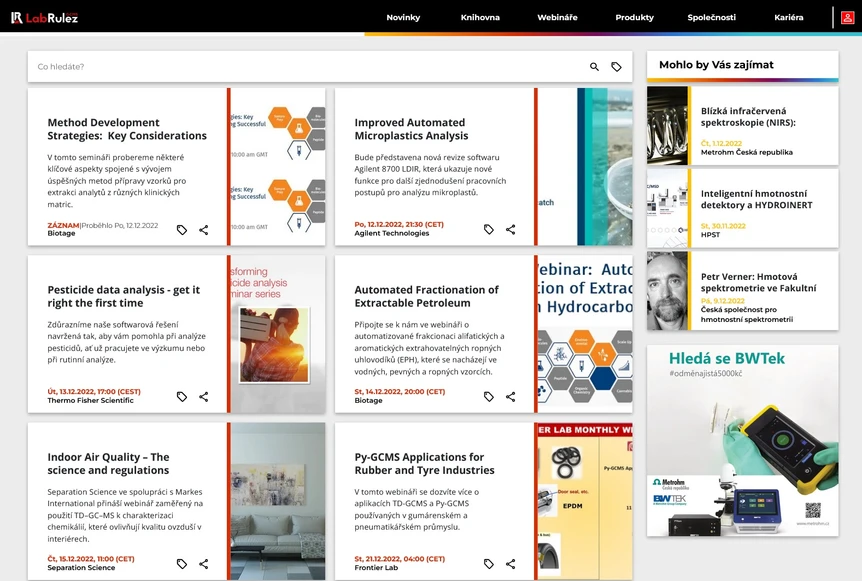 <p>LabRulez: Webináře LabRulezGCMS týden 50/2022</p>
