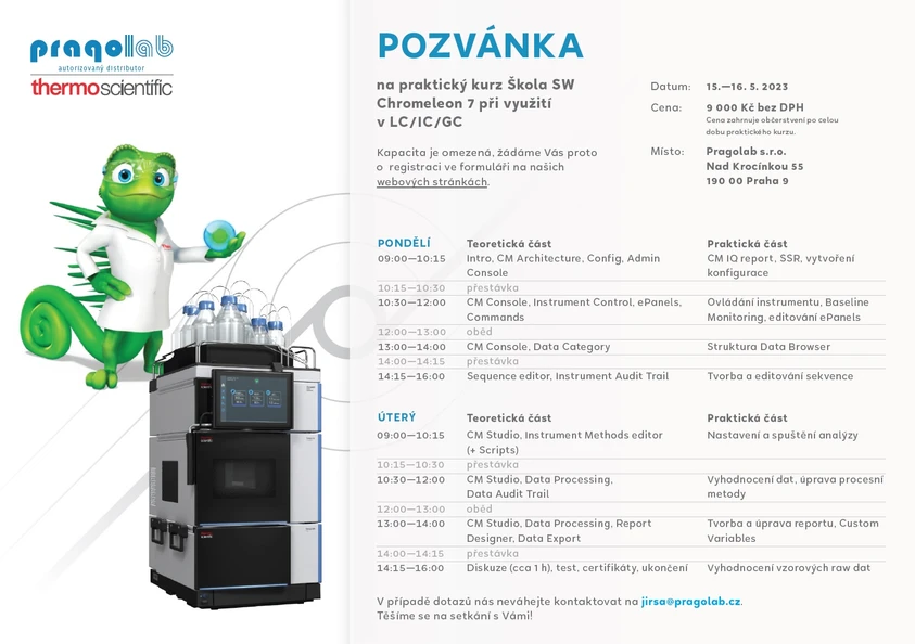 Pragolab: Praktický kurz Škola SW Chromeleon 7 při využití v LC/IC/GC