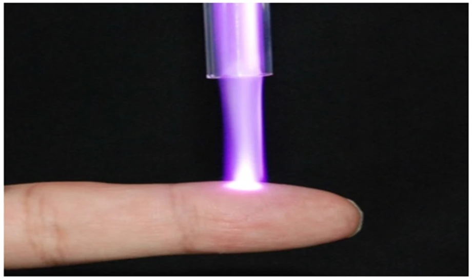 Shimadzu: Obrázek 4: Kontakt plazmy s pokožkou