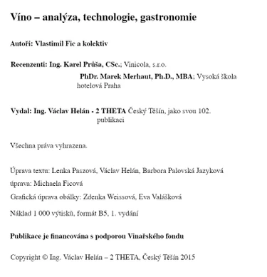 Víno - analýza, technologie, gastronomie